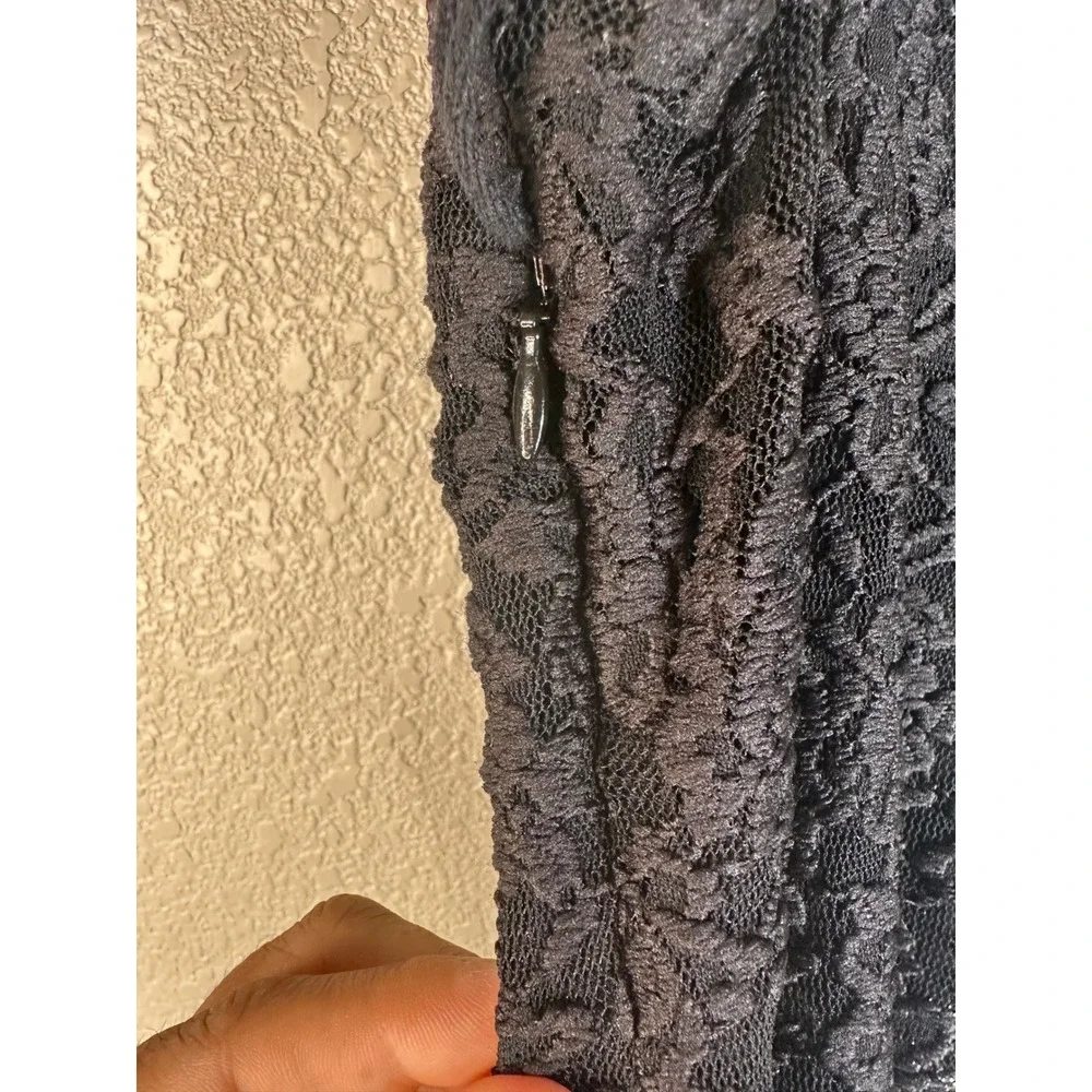 Free People Women's Black Silver Ombre Lace Metallic Flare Dress Small